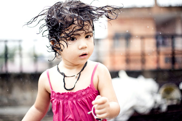 Child with wet hair