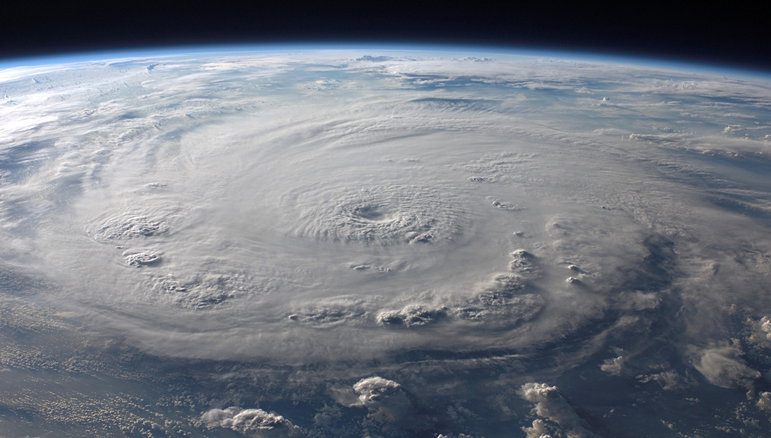 Do hurricanes cause labor? A picture from space of a hurricane on Earth