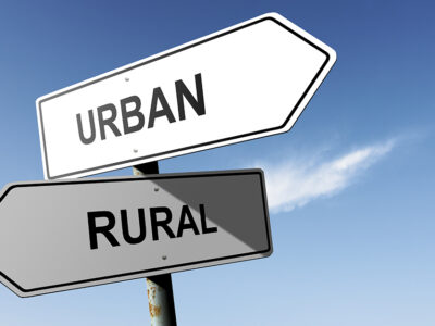 Urban and Rural directions. Opposite traffic sign.
